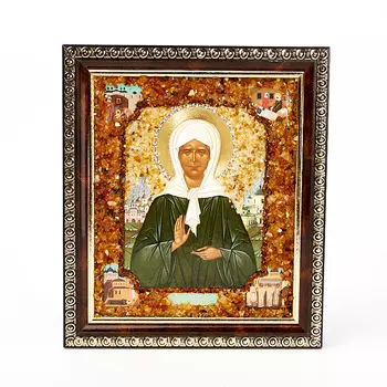 Изображение янтарь Святая Матрона 14х17 см