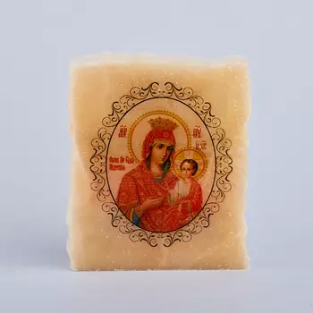 Изображение селенит Богоматерь Иверская с молитвой 4,5-5,5 см