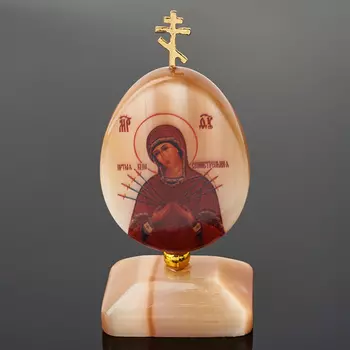 Изображение селенит Богоматерь Семистрельная с молитвой 9 см