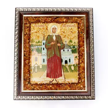 Изображение Святая Ксения янтарь 14х16 см