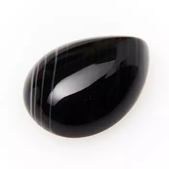 Кабошон агат черный 10*14 мм