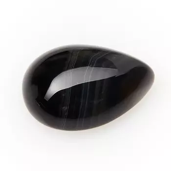 Кабошон агат черный 10*14 мм