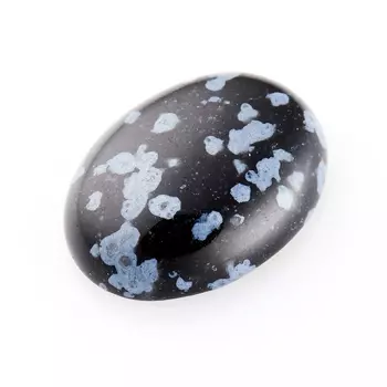 Кабошон обсидиан снежный 12*16 мм
