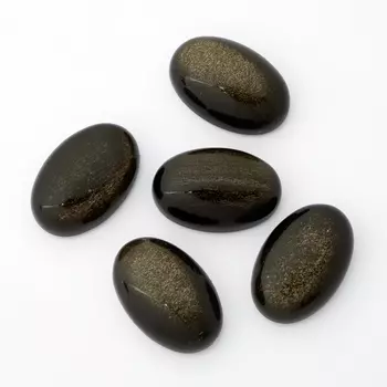 Кабошон обсидиан золотистый (1 шт) 8*12 мм