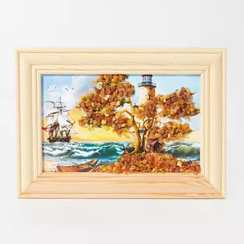 Картина Море янтарь 10х14 см