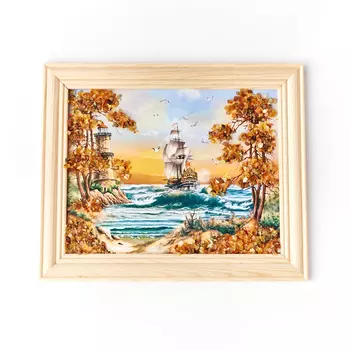 Картина Море янтарь 14х17 см