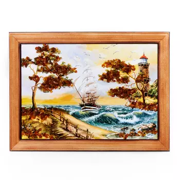 Картина Море янтарь 15х21 см