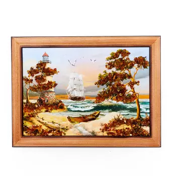 Картина Море янтарь 15х21 см