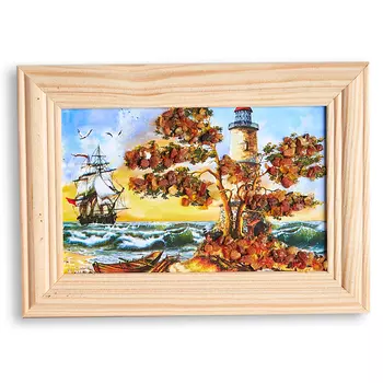 Картина Море янтарь 8х12 см