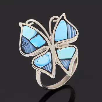 Кольцо агат, бирюза (нейзильбер) размер 18