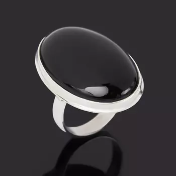 Кольцо агат черный (серебро 925 пр.) размер 16