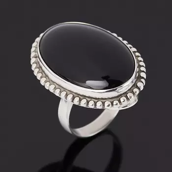 Кольцо агат черный (серебро 925 пр.) размер 17