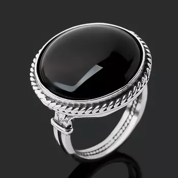 Кольцо агат черный (серебро 925 пр. оксидир.) размер 18,5