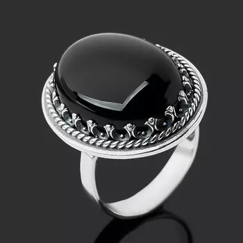 Кольцо агат черный (серебро 925 пр. оксидир.) размер 17,5