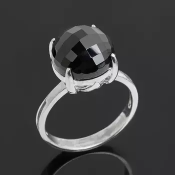 Кольцо агат черный (серебро 925 пр.) огранка размер 18,5