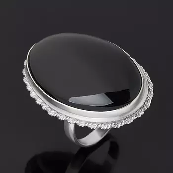 Кольцо агат черный (серебро 925 пр.) размер 18,5