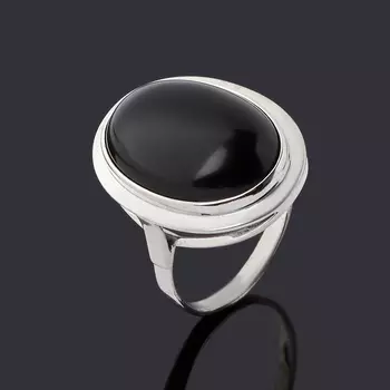 Кольцо агат черный (серебро 925 пр. родир. бел.) размер 17