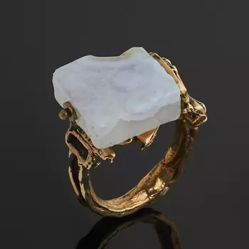 Кольцо агат голубой (бронза) (регулируемый) размер 18,5