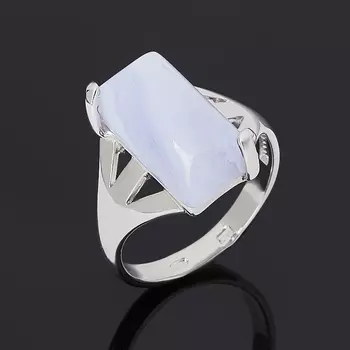 Кольцо агат голубой (серебро 925 пр. родир. бел.) размер 18