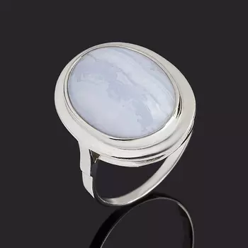 Кольцо агат голубой (серебро 925 пр.) размер 17