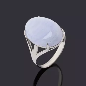 Кольцо агат голубой (серебро 925 пр. родир. бел.) размер 18