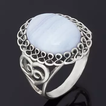 Кольцо агат голубой (серебро 925 пр. оксидир.) размер 17,5