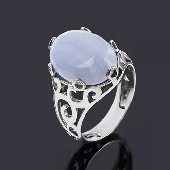 Кольцо агат голубой (серебро 925 пр. оксидир.) размер 18,5