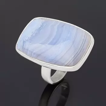 Кольцо агат голубой (серебро 925 пр.) (регулируемый) размер 17,5