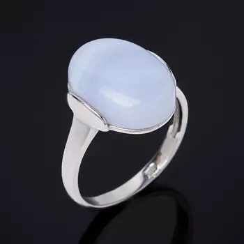 Кольцо агат голубой (серебро 925 пр. родир. бел.) размер 17,5