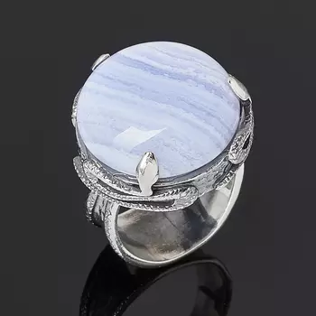 Кольцо агат голубой (серебро 925 пр. оксидир.) размер 18