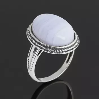 Кольцо агат голубой (серебро 925 пр. родир. бел.) размер 16,5