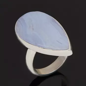 Кольцо агат голубой (серебро 925 пр.) (регулируемый) размер 17,5