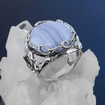 Кольцо агат голубой (серебро 925 пр.) размер 18