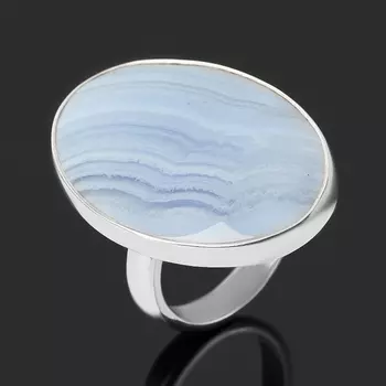 Кольцо агат голубой (серебро 925 пр.) (регулируемый) размер 18