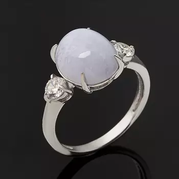 Кольцо агат голубой (серебро 925 пр.) размер 17