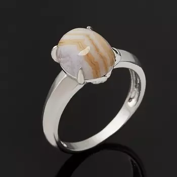 Кольцо агат голубой (серебро 925 пр.) размер 17,5