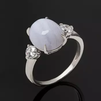 Кольцо агат голубой (серебро 925 пр.) размер 17,5