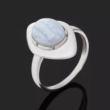 Кольцо агат голубой (серебро 925 пр. родир. бел.) размер 17