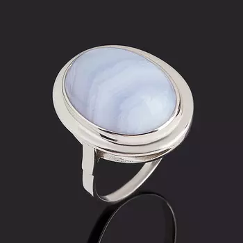 Кольцо агат голубой (серебро 925 пр. родир. бел.) размер 17,5