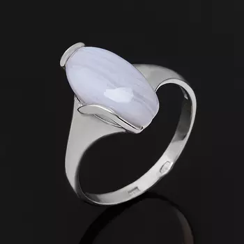 Кольцо агат голубой (серебро 925 пр. родир. бел.) размер 18,5