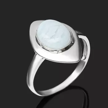 Кольцо агат голубой (серебро 925 пр. родир. бел.) размер 18,5