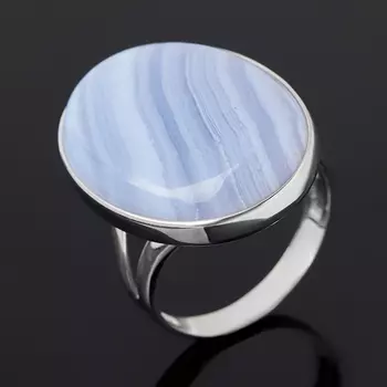 Кольцо агат голубой (серебро 925 пр. родир. бел.) размер 18,5