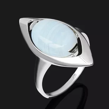 Кольцо агат голубой (серебро 925 пр. родир. бел.) размер 18,5