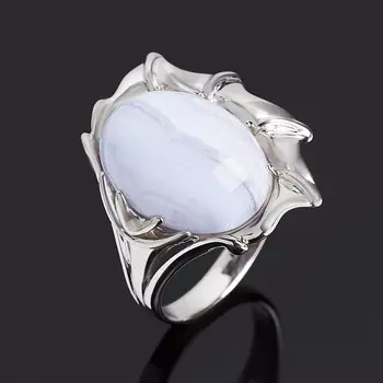 Кольцо агат голубой (серебро 925 пр. родир. бел.) размер 18