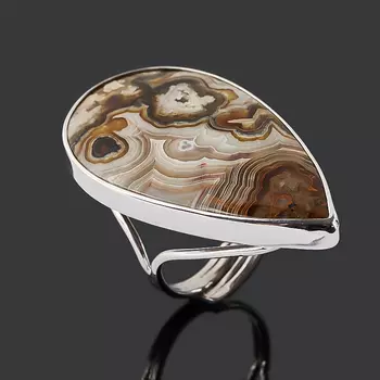 Кольцо агат крейзи (серебро 925 пр. родир. бел.) (регулируемый) размер 19,5
