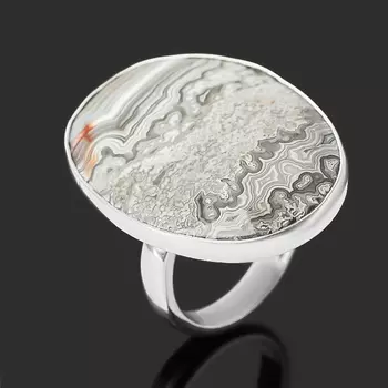 Кольцо агат крейзи (серебро 925 пр.) (регулируемый) размер 17,5