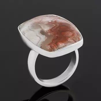 Кольцо агат крейзи (серебро 925 пр.) (регулируемый) размер 18