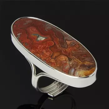 Кольцо агат крейзи (серебро 925 пр. родир. бел.) (регулируемый) размер 17,5