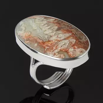 Кольцо агат крейзи (серебро 925 пр. родир. бел.) (регулируемый) размер 17