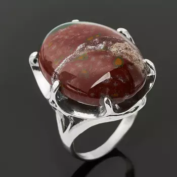Кольцо агат моховой (серебро 925 пр. оксидир.) размер 18,5